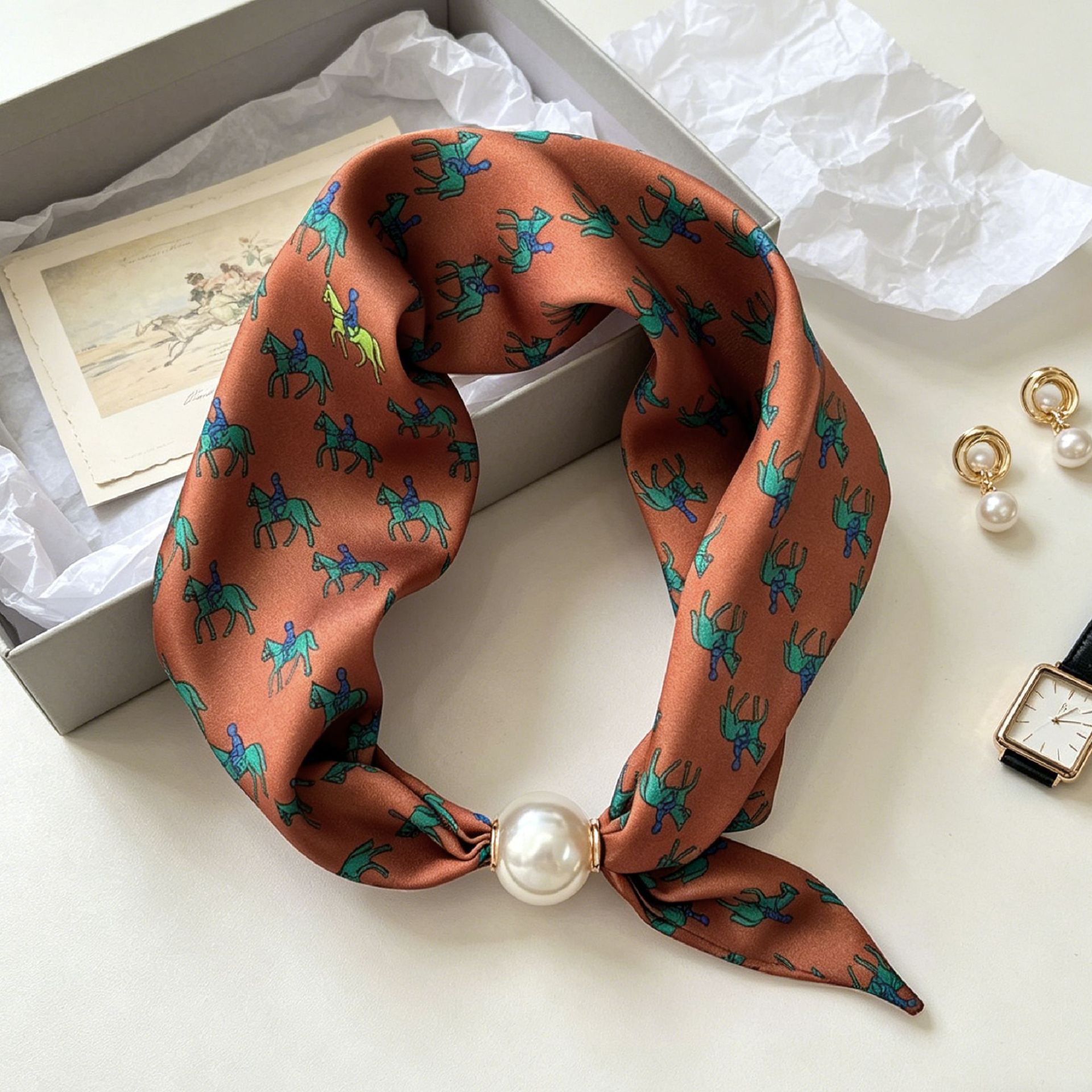 Women'S Accessories For Neck - Luxury Knight Pearl Magnetic Scarf Women