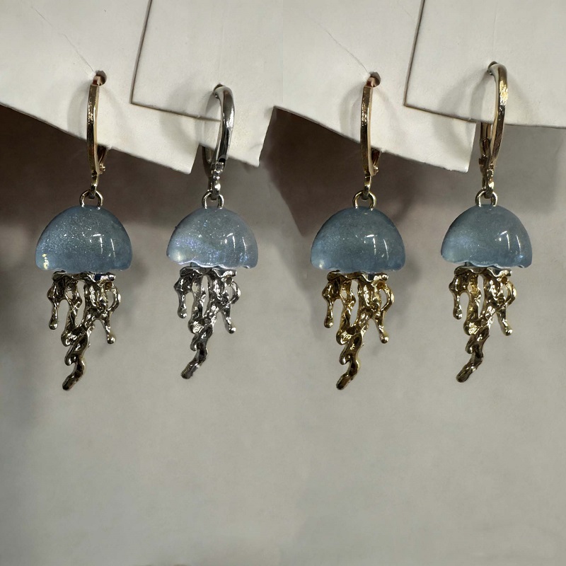 Women'S Emo Accessories - Cute Blue Jellyfish Ocean Pendant Earrings