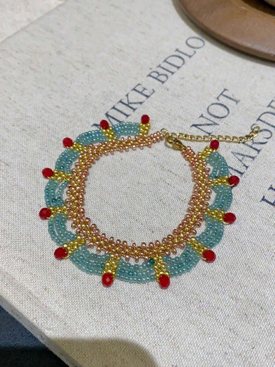 Layered Necklace Set - Handmade Multi-Layer Beaded Bracelet Set Vintage