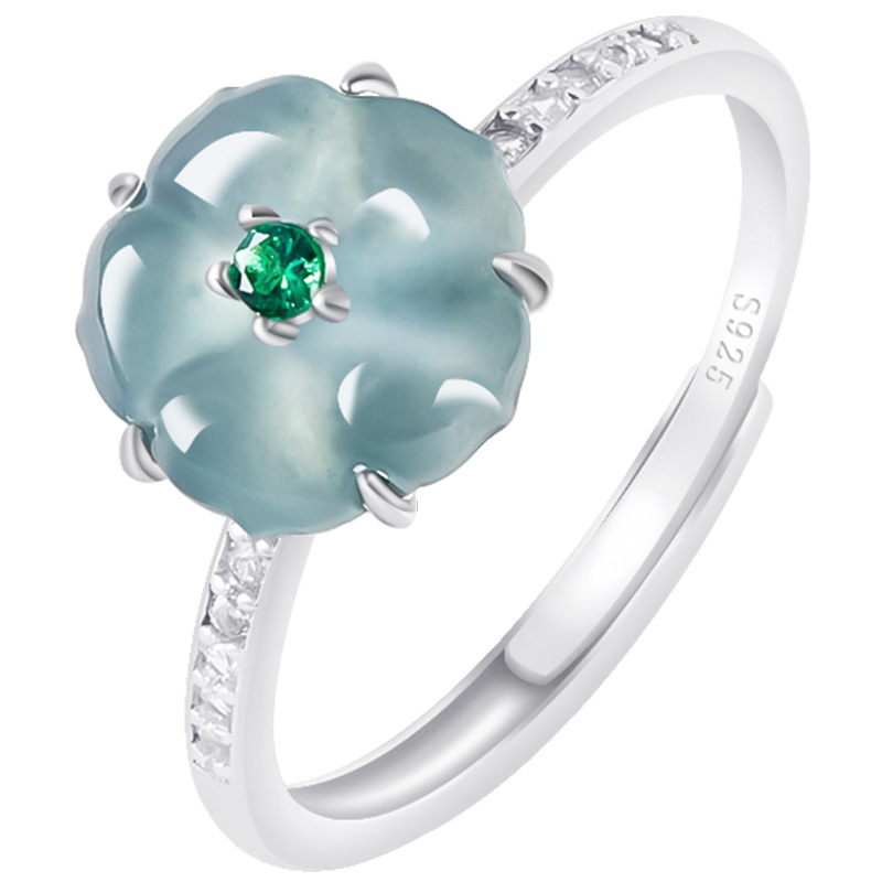 Blue Burmese Jadeite Flower Ri - Women'S Accessories review and price