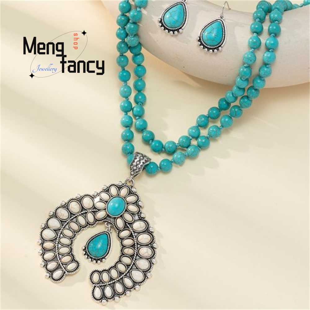 Retro Three-Layer Flower Earri - Layered Necklace Set review and price