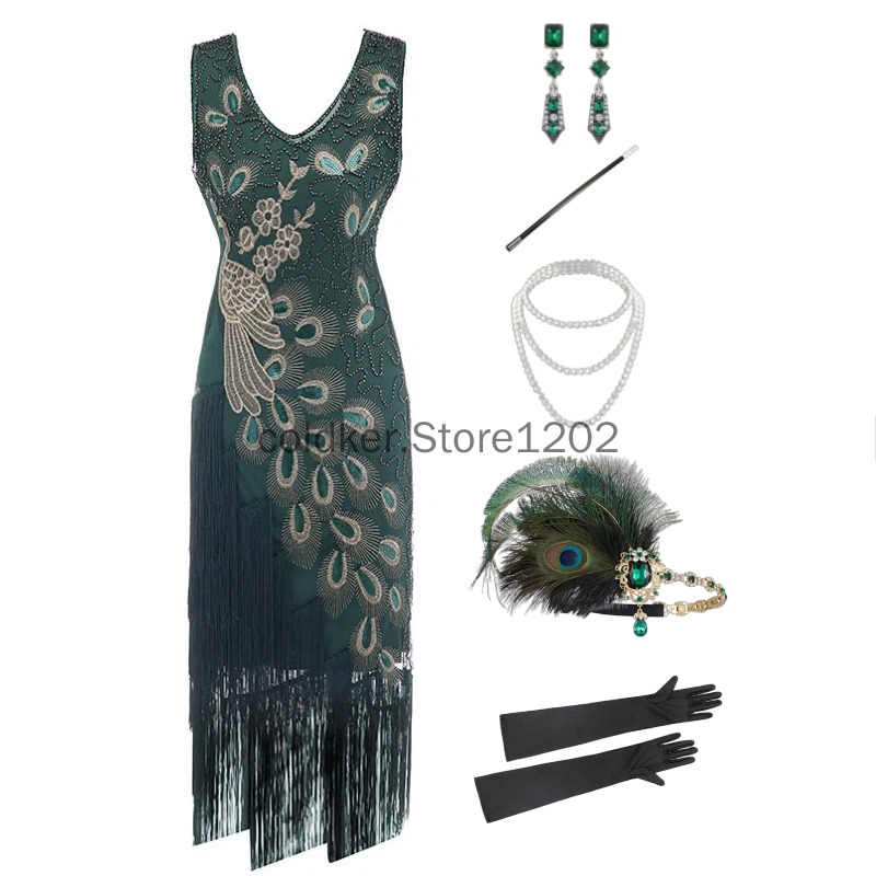 1920s Flapper Dress Peacock Se - Women'S Accessories In The 1920S review and price