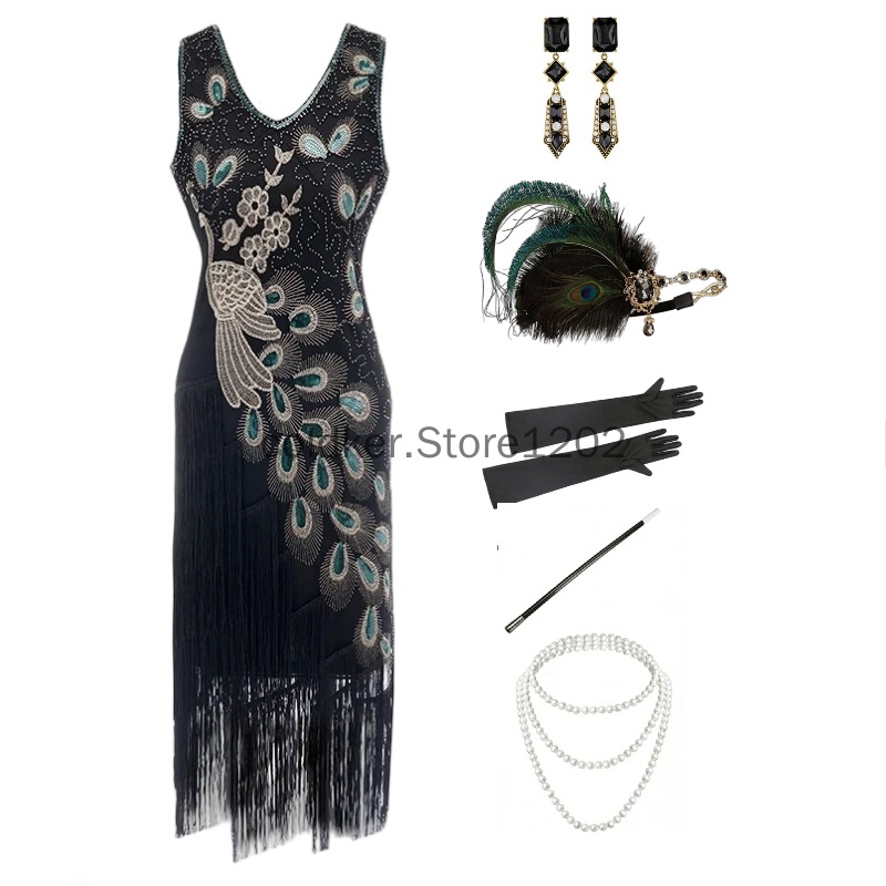1920s Flapper Dress Peacock Se - Women'S Accessories In The 1920S review and price