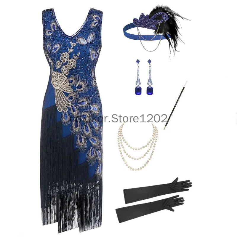 1920s Flapper Dress Peacock Se - Women'S Accessories In The 1920S review and price