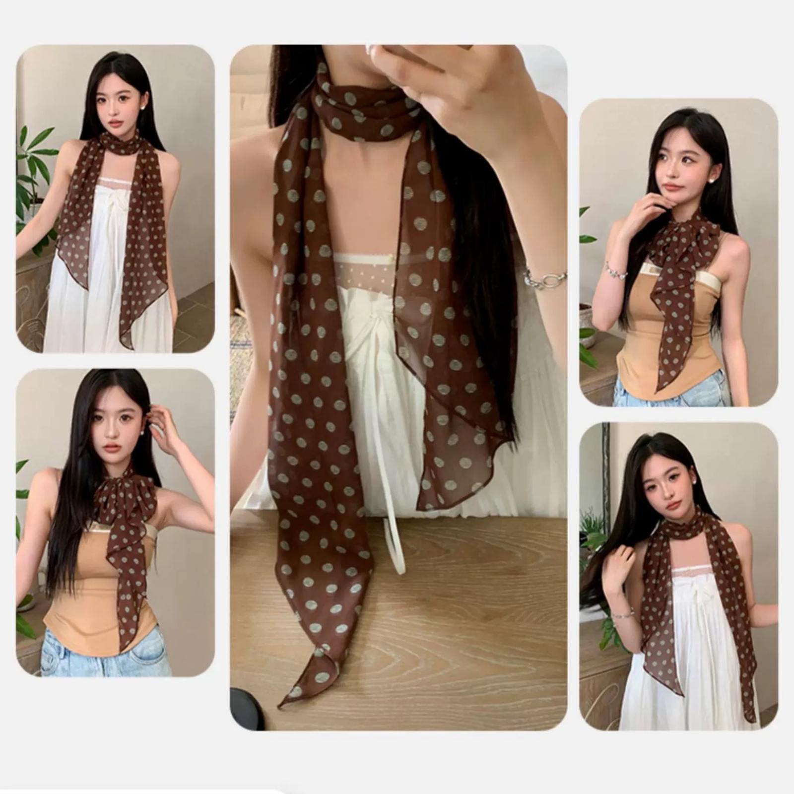 Vintage Polka Dot Chiffon Scar - Women'S Accessories For Neck review and price