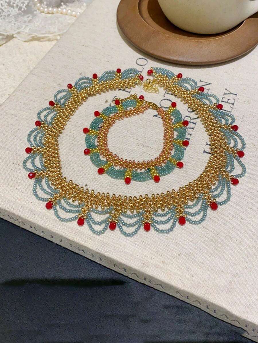 Handmade Multi-Layer Beaded Br - Layered Necklace Set review and price