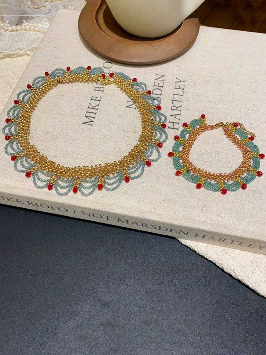 Handmade Multi-Layer Beaded Br - Layered Necklace Set review and price