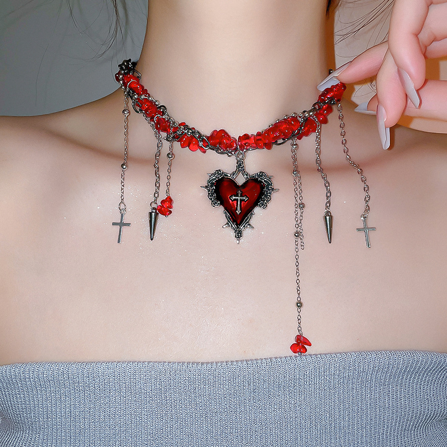 Goth Vintage Y2K Dark Red Hear - Women'S Emo Accessories review and price