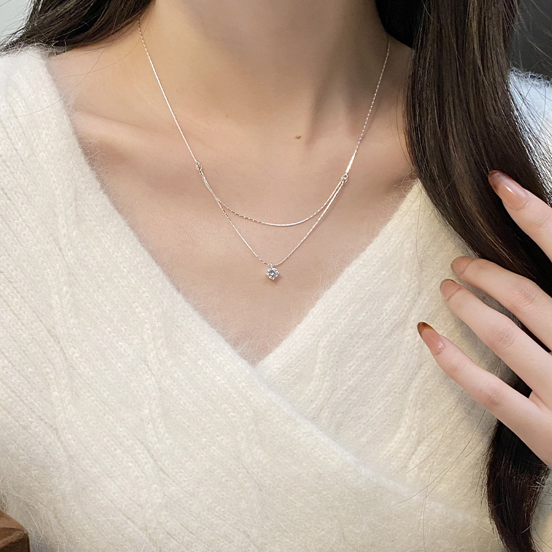 925 Sterling Silver Four Claw  - Layered Necklace Set review and price